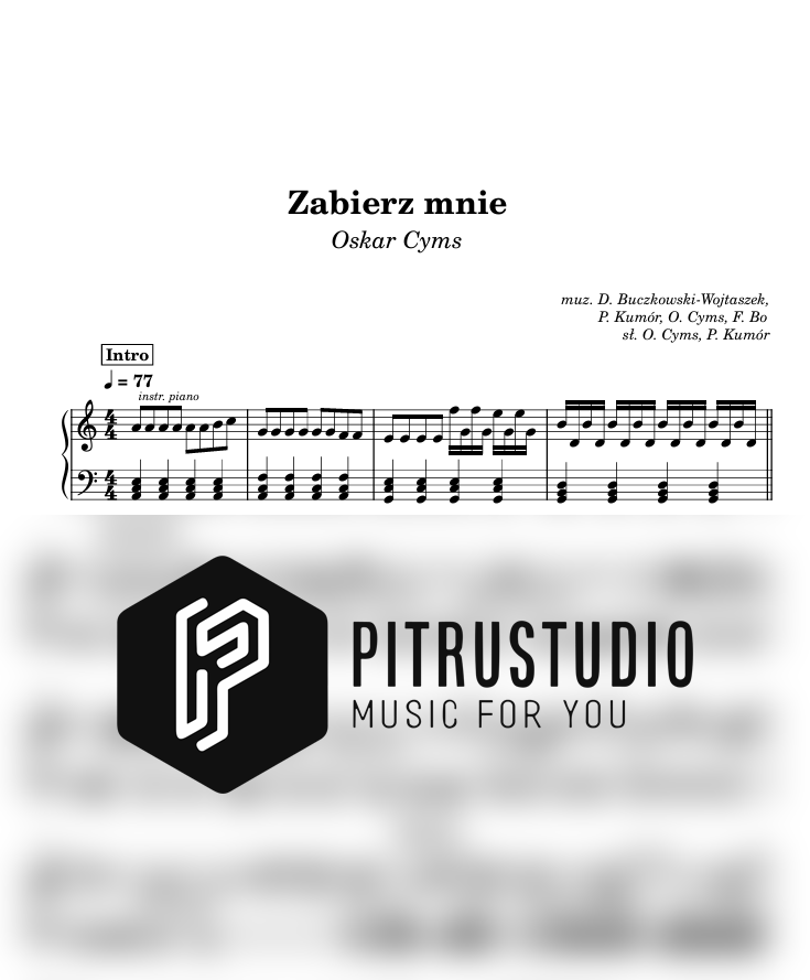 zabierz mnie nuty pianino