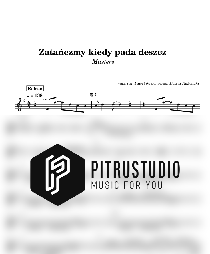 Masters - Zatańczmy kiedy pada deszcz zatańczmy kiedy pada deszcz nuty