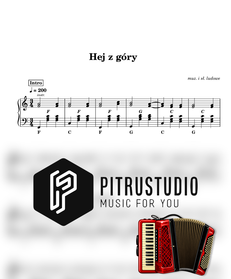 hej z góry nuty akordeon