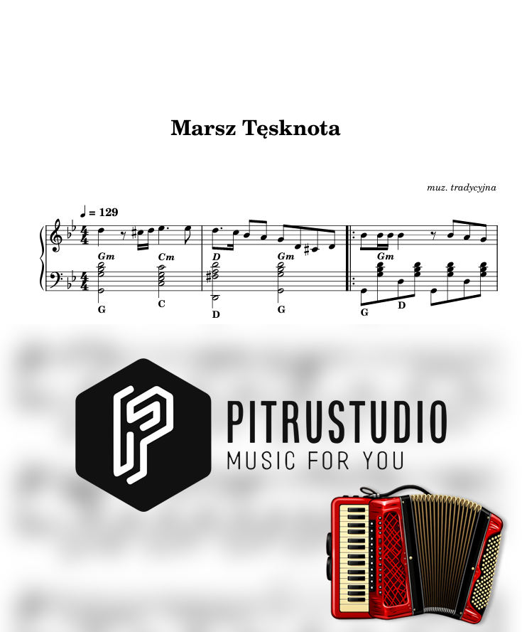 marsz tęsknota nuty akordeon