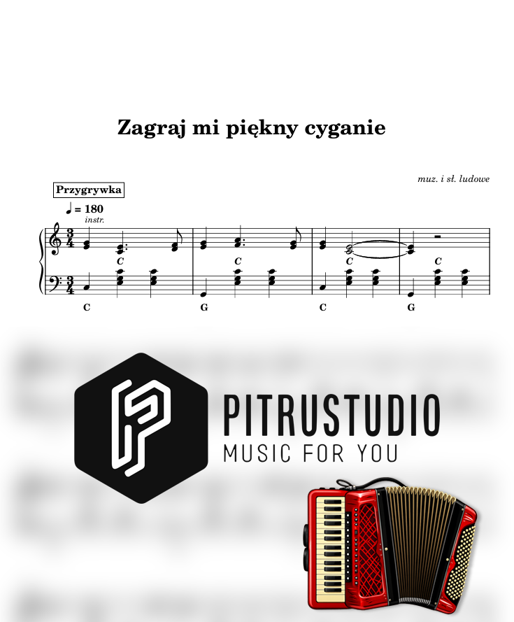 zagraj mi piękny cyganie nuty akordeon