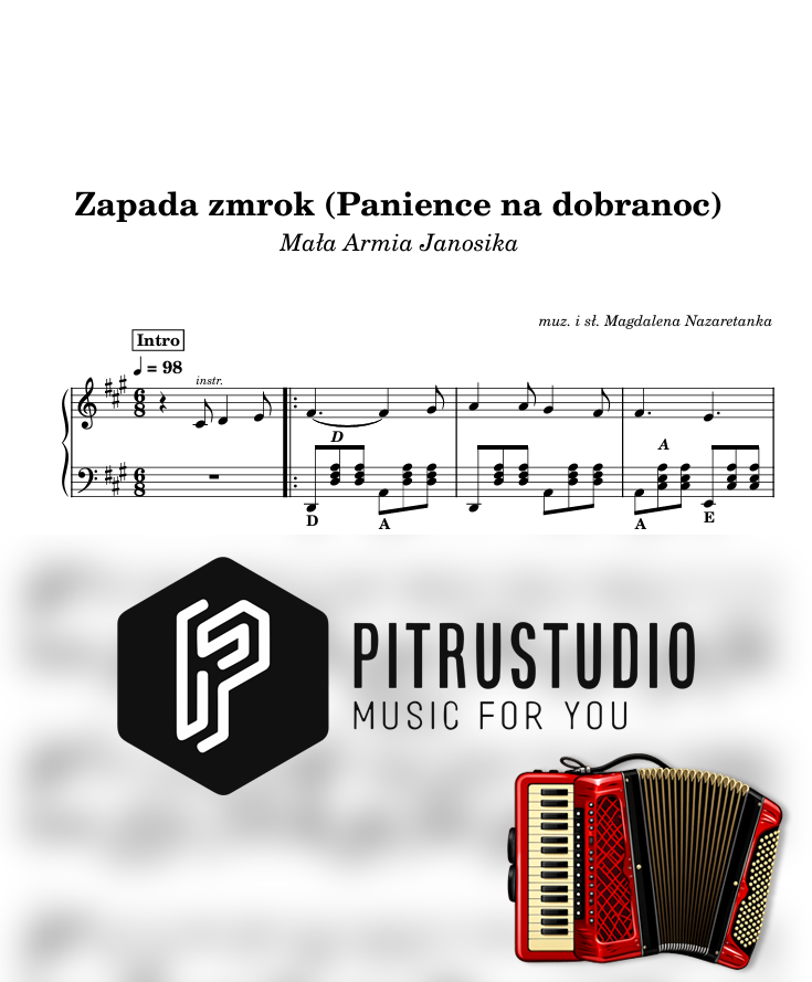 zapada zmrok nuty akordeon