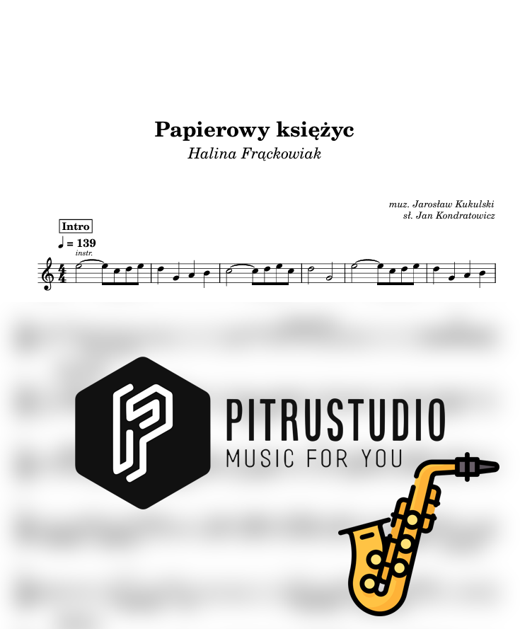 Halina Frąckowiak - Papierowy księżyc papierowy księżyc nuty sax alt