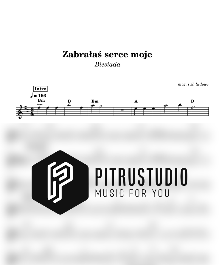 zabrałaś serce moje nuty