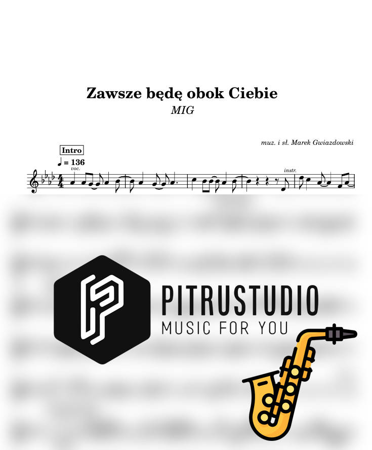 zawsze będę obok ciebie nuty sax alt